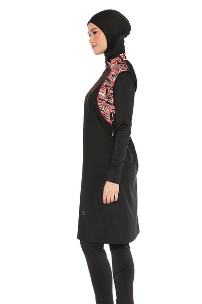 InStyle Zippered 4 Piece Black Hijab Swimsuit 6041A