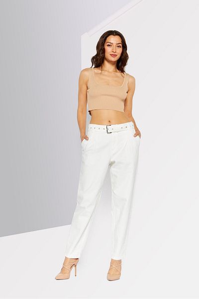 Michael Kors Women Regular Fit Washed Strechable Jeans, White