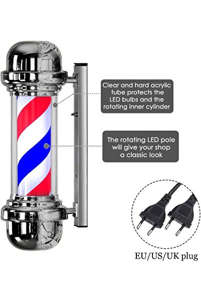 LA PERLA TECH عمود إضاءة الحلاق الخارجي عمود إضاءة الحلاق الدوار والمضاء 60 *...