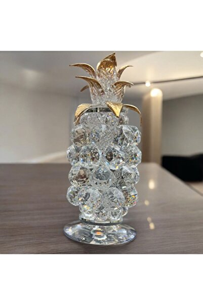Peramari Dekoratif Kristal Cam Tekli Ananas Büyük Boy Şeffaf Gold