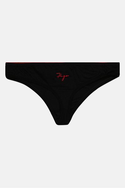 Hugo Boss Women Brand Logo Pull On Thong, Black