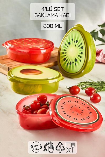 HOMENIVA Stylish Design Storage Container with 4 Leakproof Lids