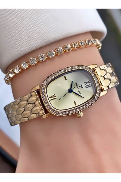 Daniel Klein Brand Gold Color 2 Years Warranty Small Case Women's Wristwatch - Bracelet Gift