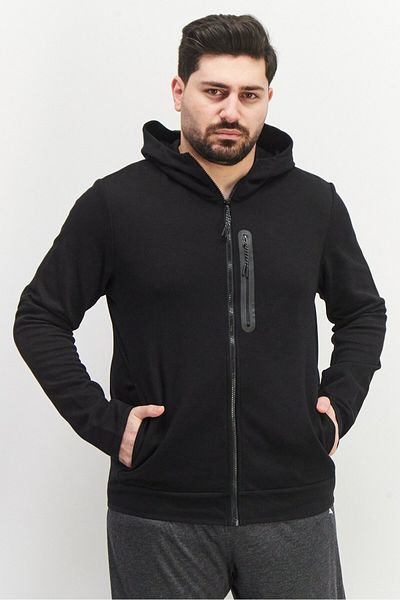 CELIO Men Hooded Plain Long Sleeves Sweatshirt, Black