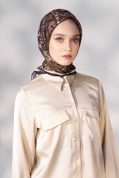 Madame Polo Φουλάρι Daisy Allure Pattern - Πράσινο λαδί