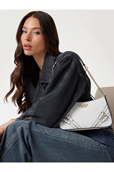 Guess Bramina Top Zip Shoulder Women's White Shoulder Bag Hwzg9636180-Whi