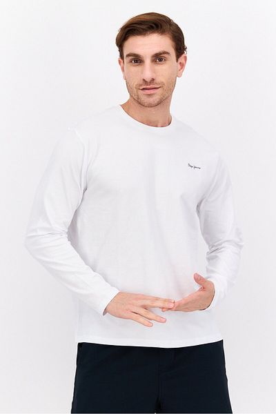 Pepe Jeans Men Round Neck Short Sleeves Brand Logo T-Shirt, White