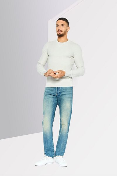 Michael Kors Men Crew Neck Long Sleeve Textured Sweatshirt, Light Grey