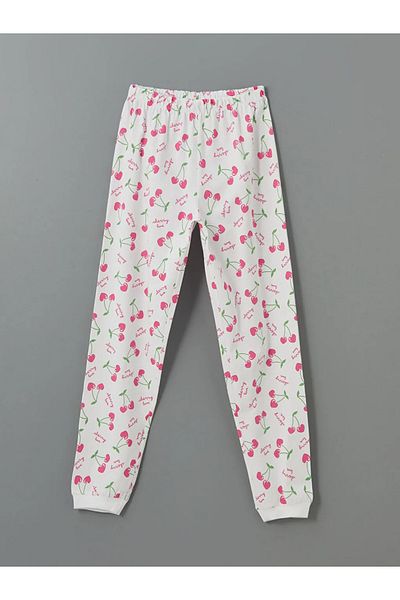 LC Waikiki LCW Kids Alb cu talie elastică pentru fete pijamale
