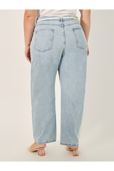 Styli High Rise Wide Leg Jeans with Drawstring