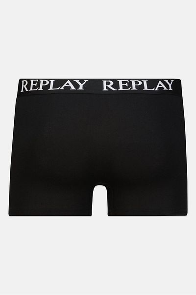 Replay Men 2 Pack Brand Logo Boxer Brief, Black