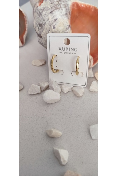 xUPING Altın Kaplama ince Basic Köşeli Küpe Kararmaz 14K Rengindedir