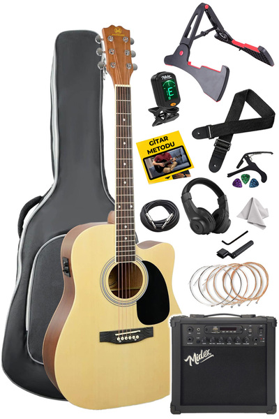 Maxword MCG-750NT-AMP Kaliteli EQ 25W Amfili Elektro Akustik Gitar Seti