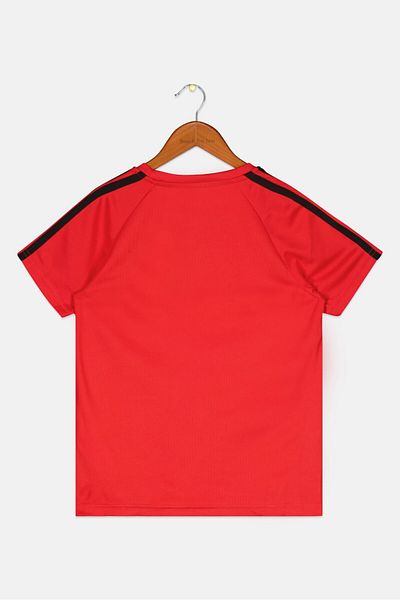 Asics Kids Boy Short Sleeve Brand Logo Training T Shirt, Red Combo