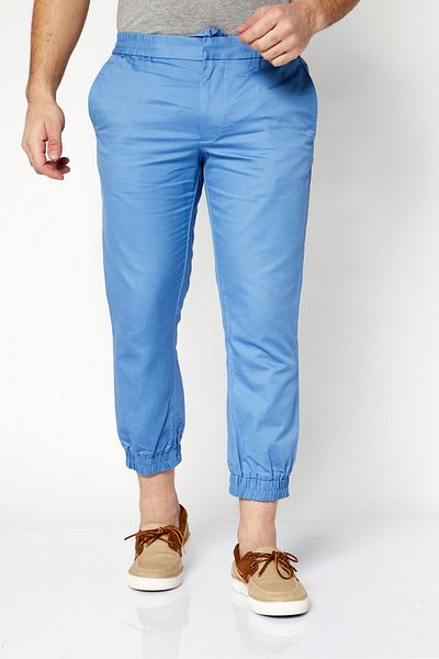 Lacoste Men Custom Slim Fit Solid Jogger Pants, Light Blue