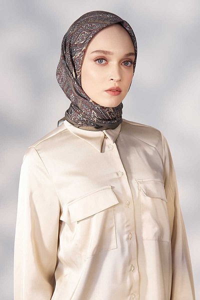 Madame Polo Κασκόλ Daisy Glory Pattern - Oil Green