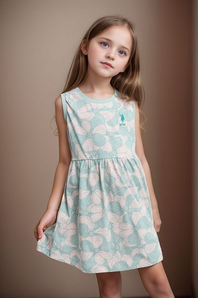U.S. Polo Assn. Rochie din bumbac pentru fete cu imprimeu floral colorat US01.LL.01.P4.O013