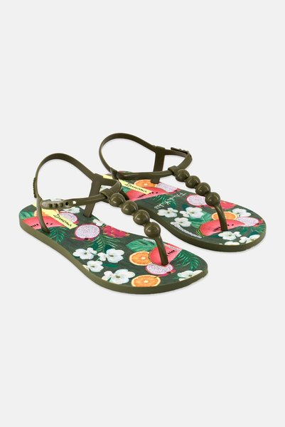 İpanema Women Class Frida Kahlo Snap Closure Sandal, olive Combo