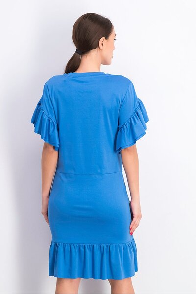 Scotch & Soda Women Plain Flounce Dress, Mirage Blue