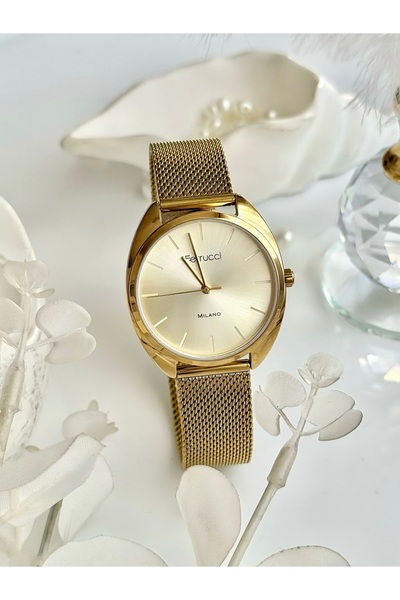 Ferrucci FERRUCCİ-(GOLD RENK) hasır kordon kadın kol saati