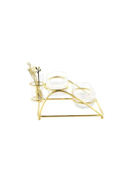 Mikasa Moor Gold 2 Tier Metal Glass Serving 27X20X14 cm