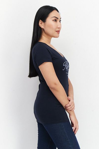 Pepe Jeans Women Scoop Neck Short Sleeves Printed T-Shirt, Dark Navy