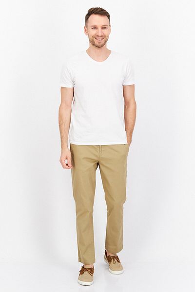 Tahari Men Slim Fit Solid Chino Pants, Beige