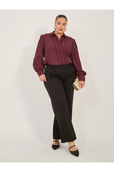 Styli Plus Size Lace Detail Balloon Sleeve Shirt
