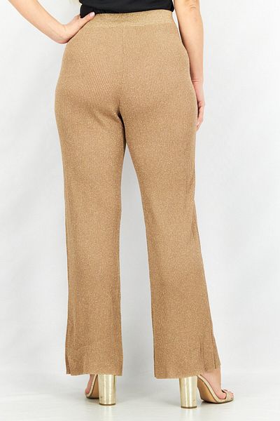 Stefano Women Regular Fit Wide Leg Textured Palazzo Pants, Beige