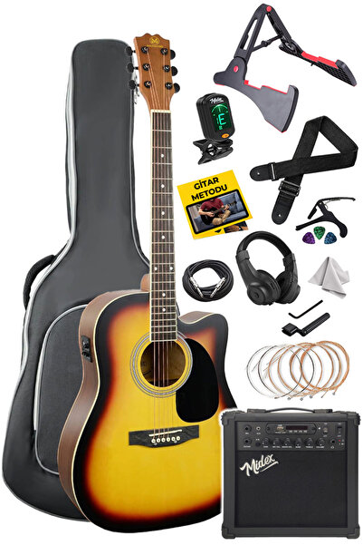 Maxword MCG-750SB-AMP Kaliteli EQ 25W Amfili Elektro Akustik Gitar Seti