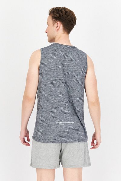 FILA Men Sportswear Fit Brand Logo Training T Shirt Vest, Grey