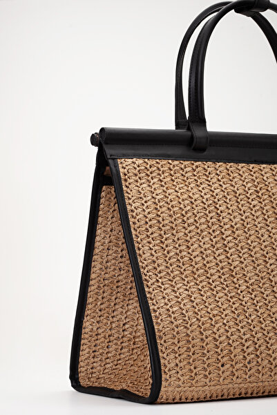 gio&mi Alina Rafya Kağıt Ip Hasır Örgü Kadın Plaj Günlük Omuz Çantası