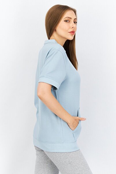 Kenneth Cole Women Round Neck Plain Sweatshirt, Light Blue