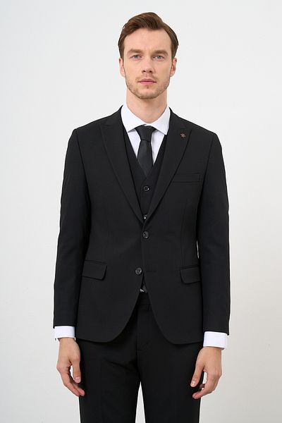 Morven Μαύρο γιλέκο Basic Solid Slim Fit Slim fit 6 Drop ανδρικό κοστούμι