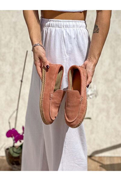 SİBA SHOES Women's Espadrille - Ruby Genuine Suede Leather Powder Style