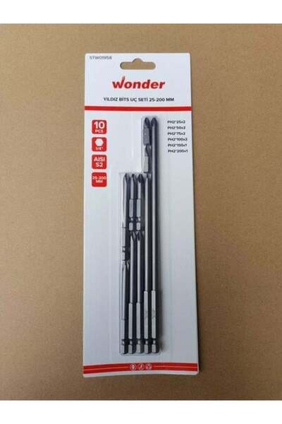 Wonder Yıldız Bits Uç Seti 25*2-50*2-75*2-100*2-150*1-200Mm*1 10 Lu Paket (PH2)