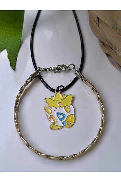 Esey Dizayn Togepi Pokemon Kolye Ve Deri Bileklik