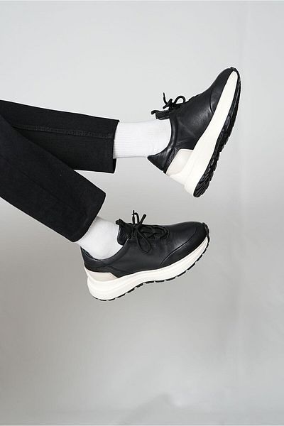 TETRİ Feel up Model High Sole Genuine Leather Handmade Black Men's Casual Shoes