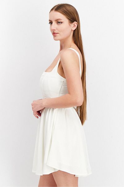 NA-KD Women Solid Mini Dress, Cream