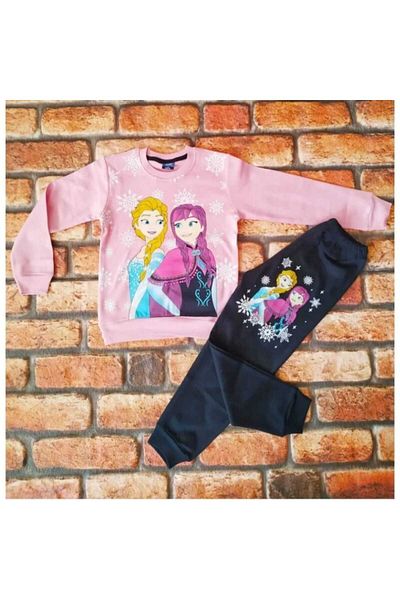 Mikro Girl's Set with Print Elsa and Anna Printed Children's 100% Cotton