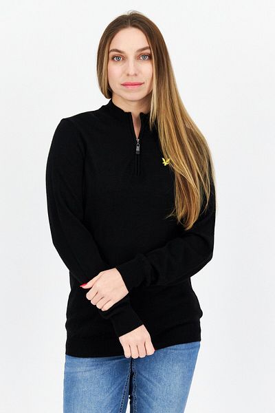 Lyle & Scott Women Mock Neck Embroidered Logo Sweatshirt, Black