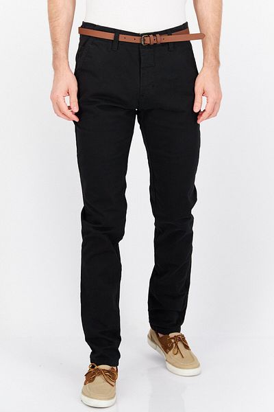O'Neill Men Regular Fit Solid Belted Chino Pants, Black