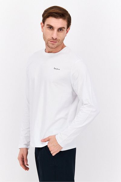 Pepe Jeans Men Round Neck Short Sleeves Brand Logo T-Shirt, White