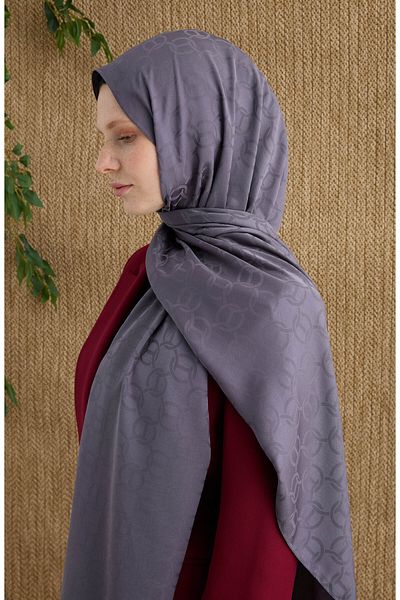 Fatma Atasoy Ring Anthracite Jacquard Shawl