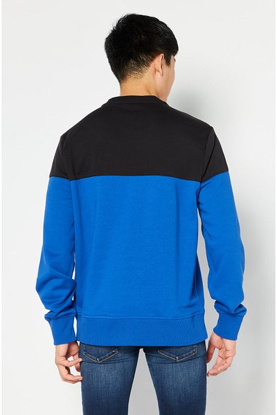 Michael Kors Men Crew Neck Long Sleeves Embroidered Logo Sweatshirt, Blue Combo