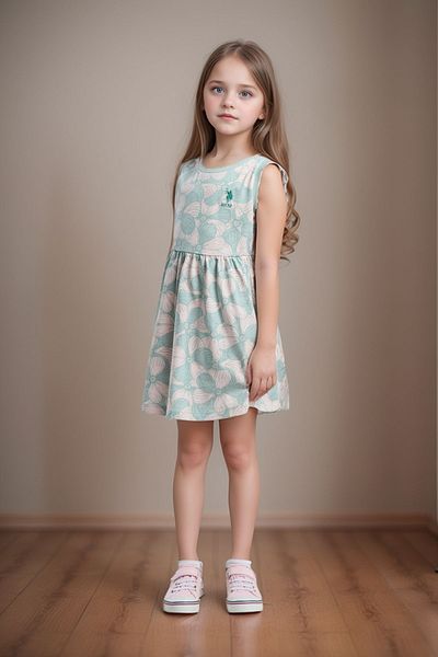 U.S. Polo Assn. Rochie din bumbac pentru fete cu imprimeu floral colorat US01.LL.01.P4.O013