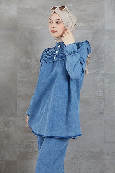 DPARİS Costum dublu cu detaliu cu volane