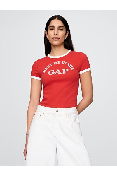 GAP Kadın Kırmızı Gap Logo Crop T-Shirt