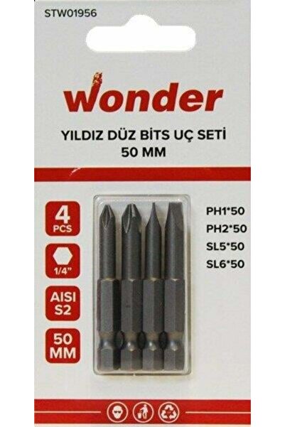 Wonder Yıldız Düz Bits Uç Seti 50Mm 4 Lü Paket