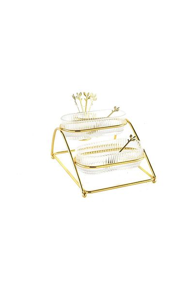 Mikasa Moor Gold 2 Tier Metal Glass Serving 27X20X14 cm
